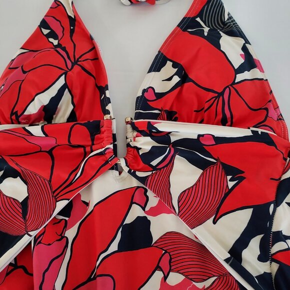 Vince Camuto Wild Lotus One Piece Halter Swimsuit Size 14 - Picture 6 of 7